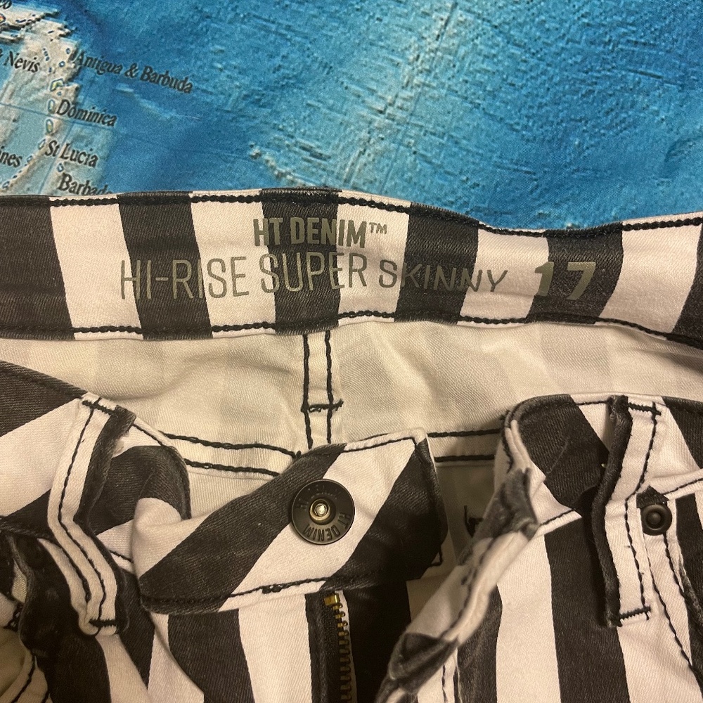 Hot Topic Black and White Striped Pants XL Super Skinny